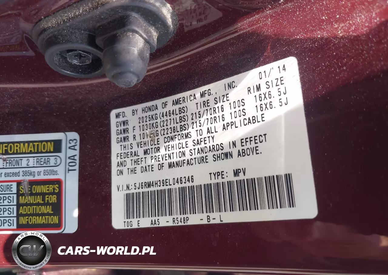 2014 Honda Cr-V Lx VIN:5J6RM4H39EL046346 - 9