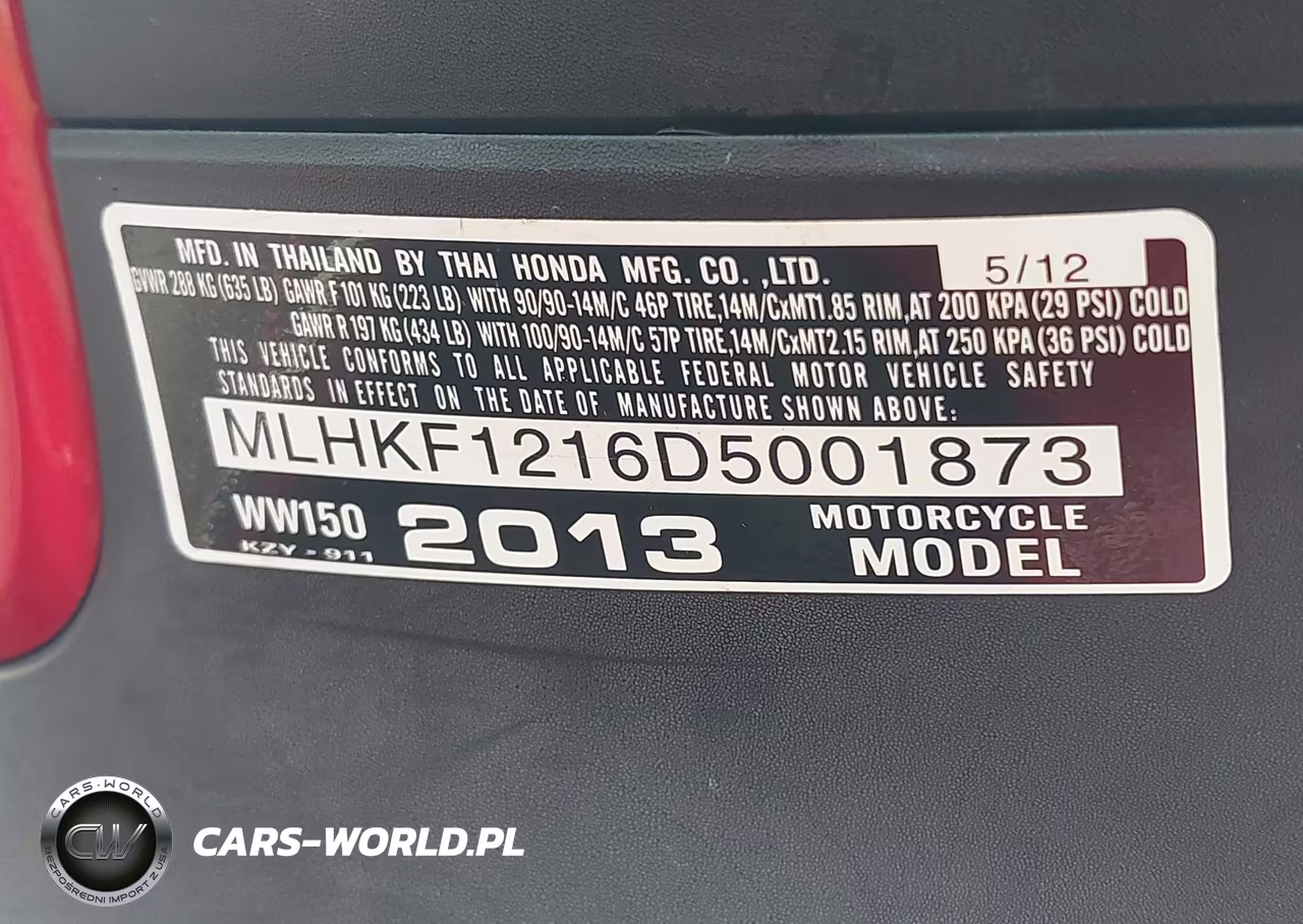2013 Honda Pcx 150 VIN:MLHKF1216D5001873 - 10