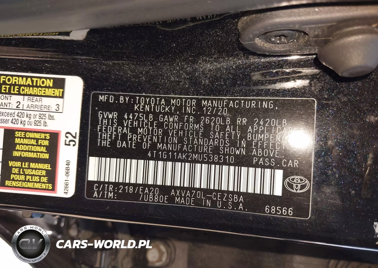 2021 Toyota Camry Se VIN:4T1G11AK2MU538310 - 9