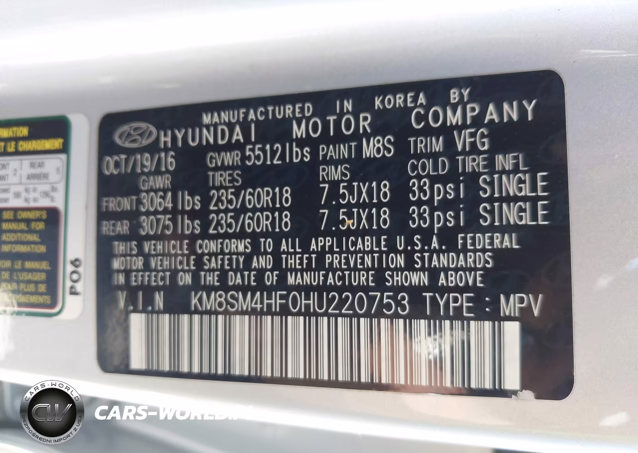 2017 Hyundai Santa Fe Se VIN:KM8SM4HF0HU220753 - 9