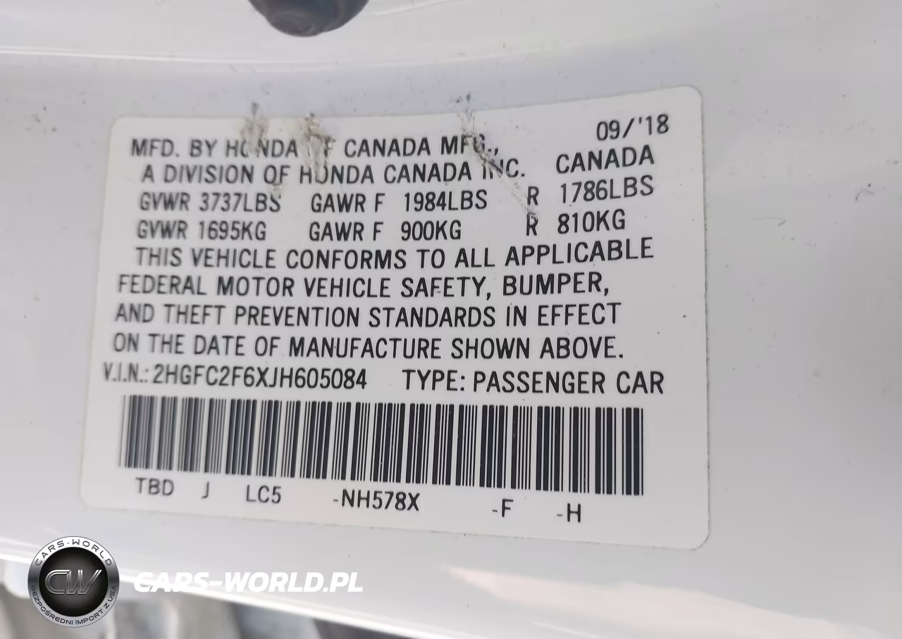 2018 Honda Civic Lx VIN:2HGFC2F6XJH605084 - 9