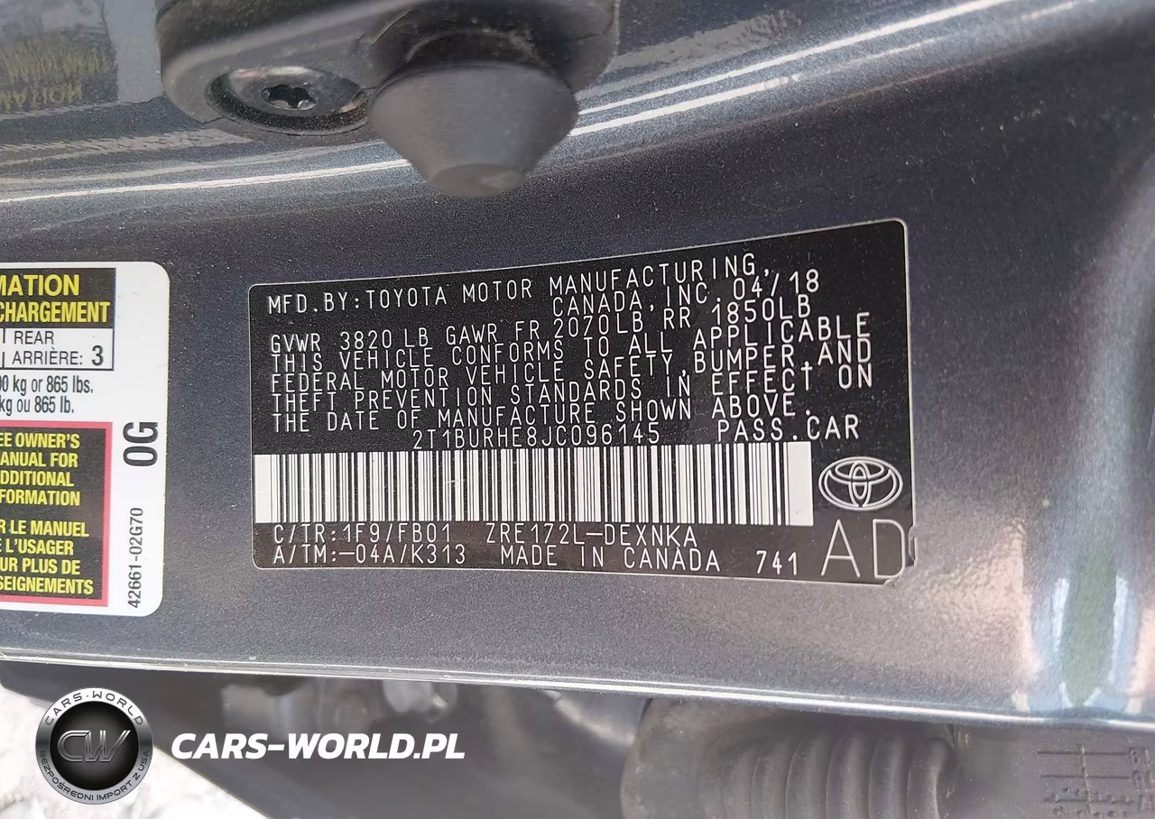 2018 Toyota Corolla Le VIN:2T1BURHE8JC096145 - 9