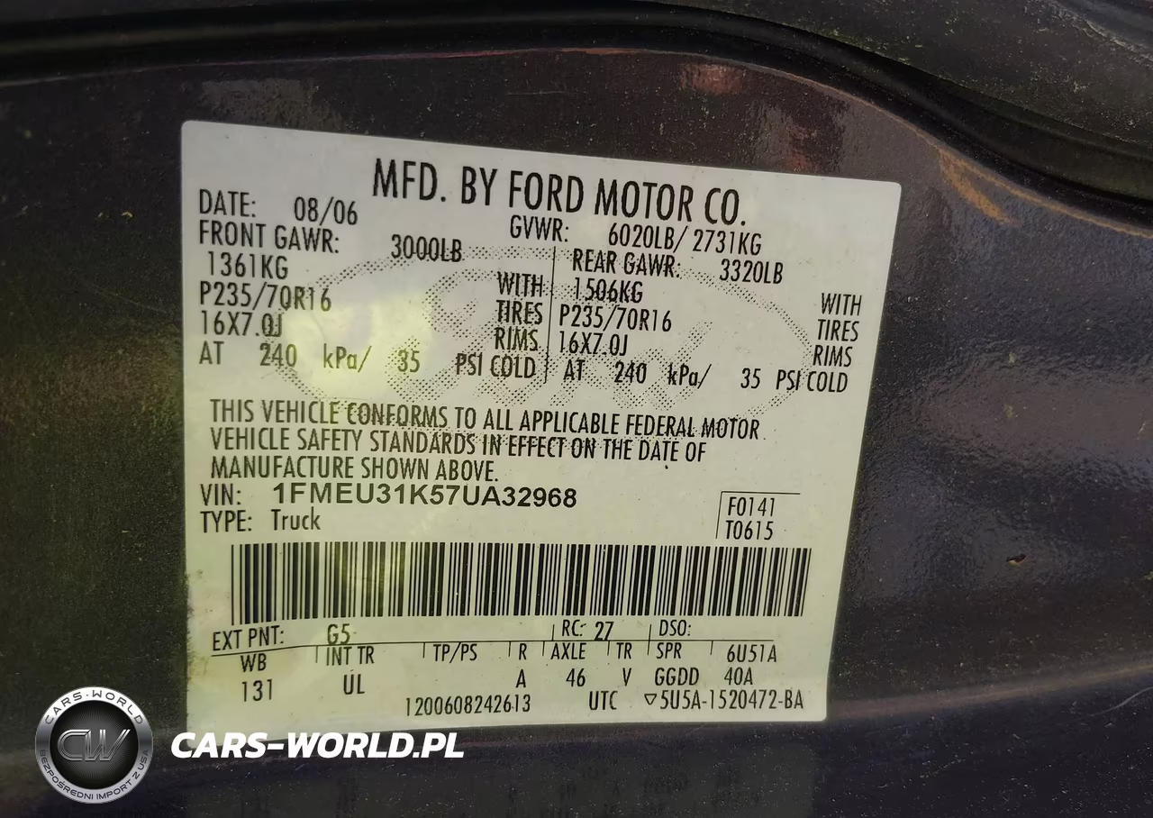 2007 Ford Explorer Sport Trac Xlt VIN:1FMEU31K57UA32968 - 9