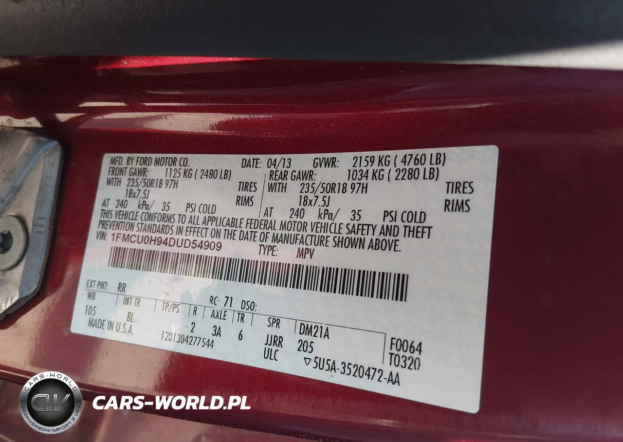 2013 Ford Escape Sel VIN:1FMCU0H94DUD54909 - 9