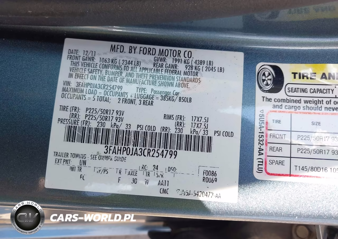 2012 Ford Fusion Sel VIN:3FAHP0JA3CR254799 - 9
