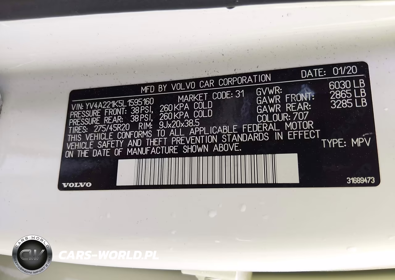 2020 Volvo Xc90 T6 Momentum 6 Passenger VIN:YV4A221K5L1595160 - 9