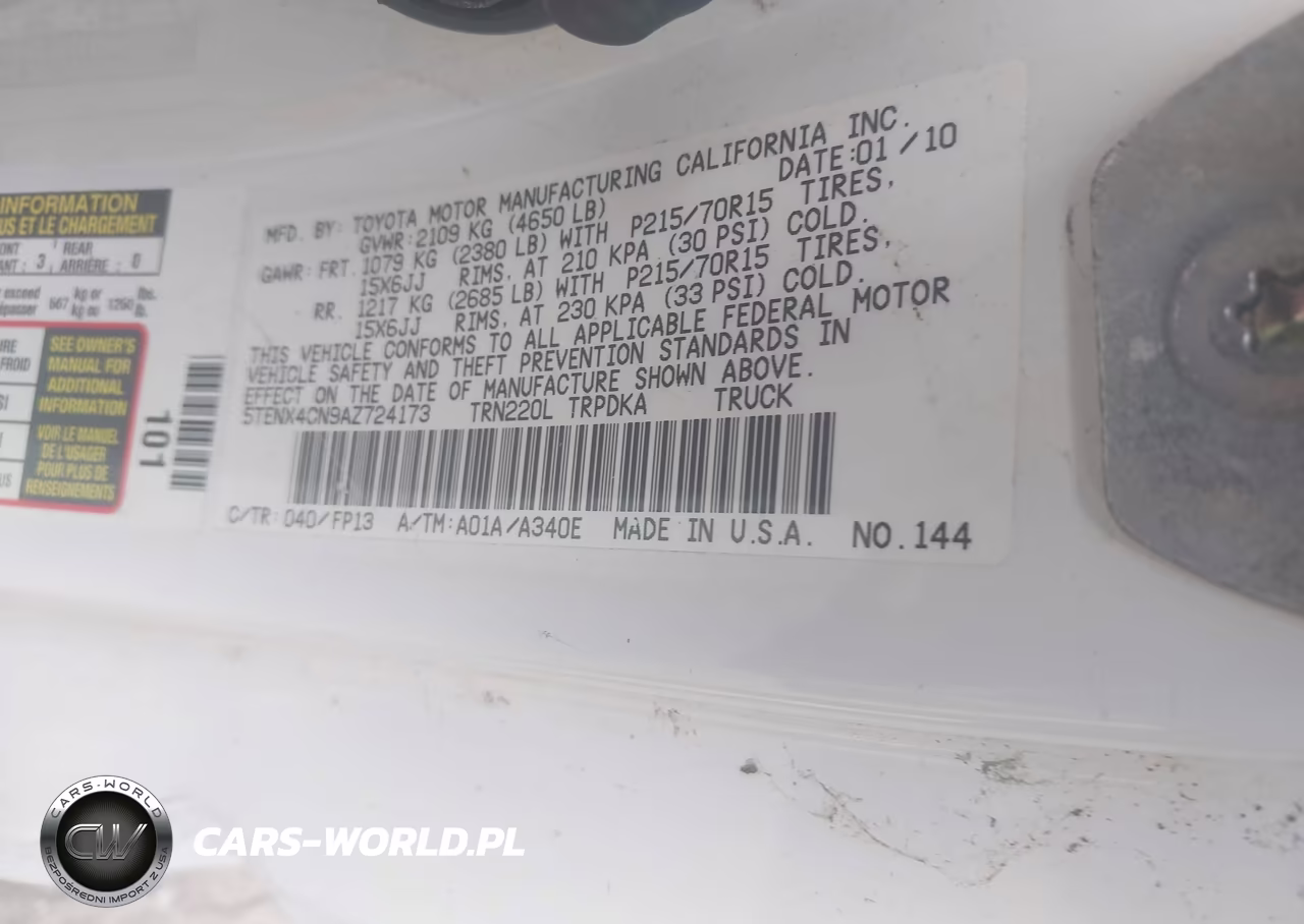2010 Toyota Tacoma VIN:5TENX4CN9AZ724173 - 9
