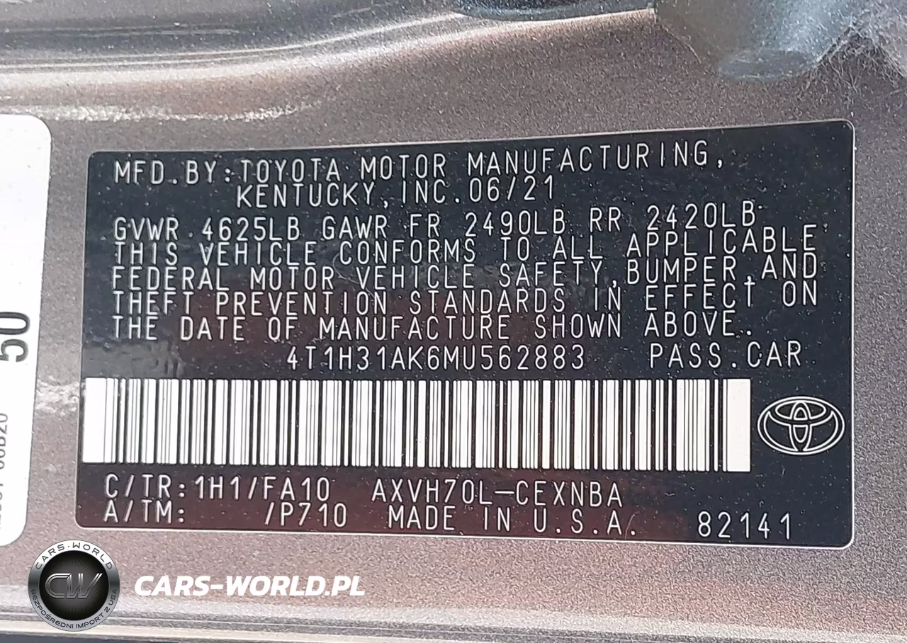 2021 Toyota Camry Le Hybrid VIN:4T1H31AK6MU562883 - 9