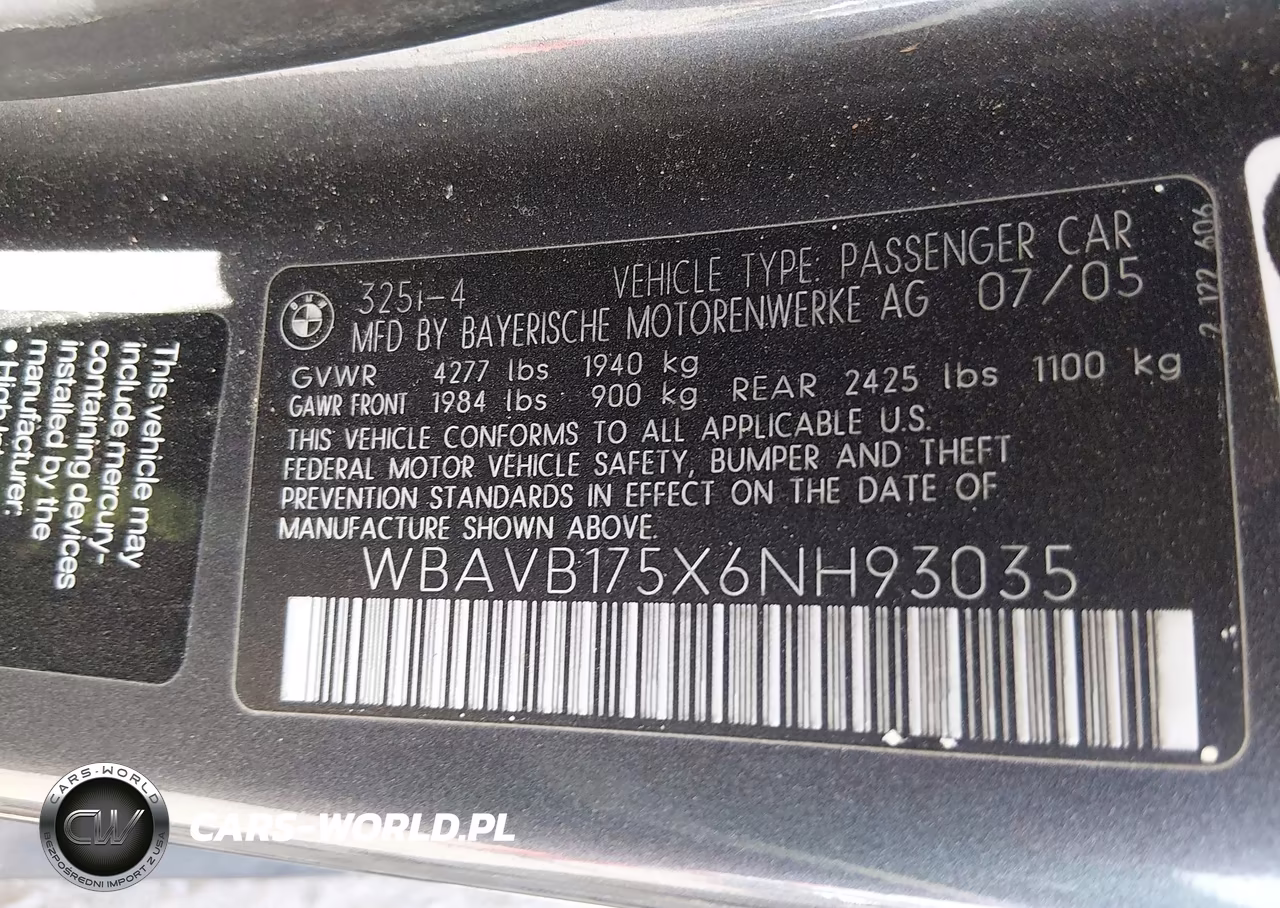 2006 BMW 325I VIN:WBAVB175X6NH93035 - 9
