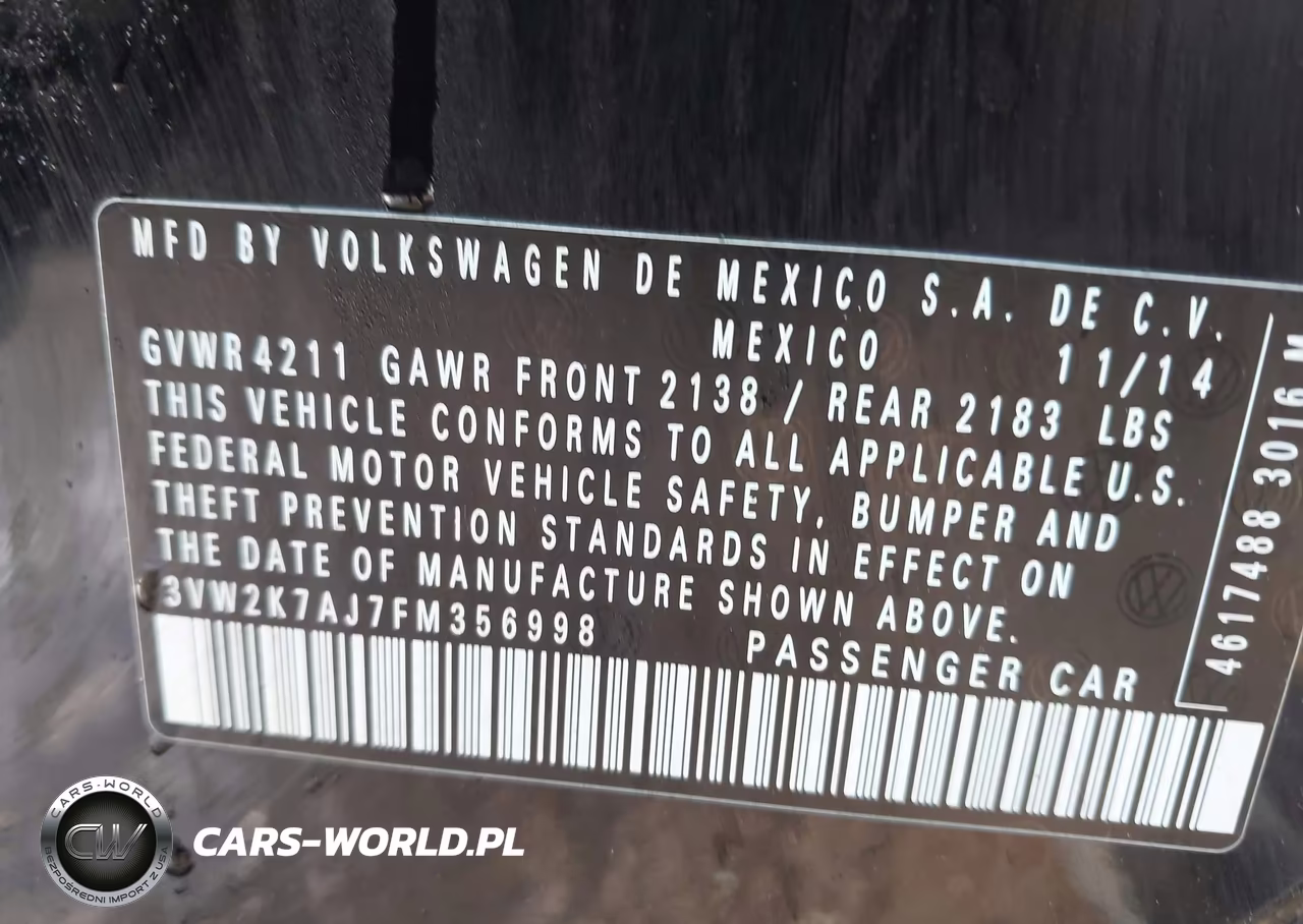 2015 Volkswagen Jetta 2.0L S VIN:3VW2K7AJ7FM356998 - 9