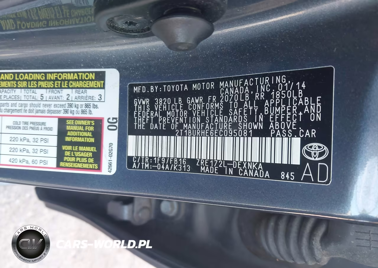 2014 Toyota Corolla Le VIN:2T1BURHE6EC095081 - 9