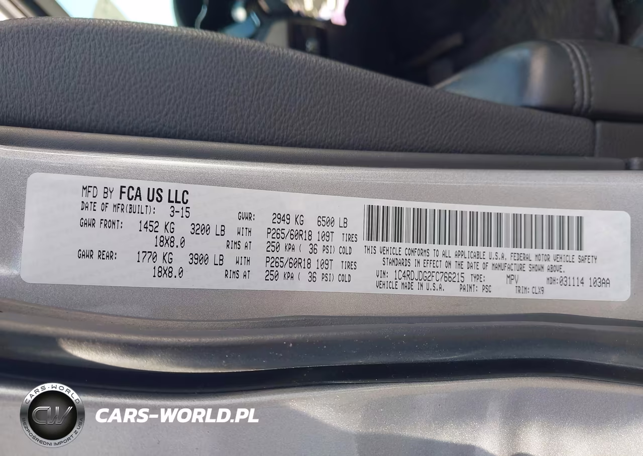 2015 Dodge Durango Limited VIN:1C4RDJDG2FC766215 - 9