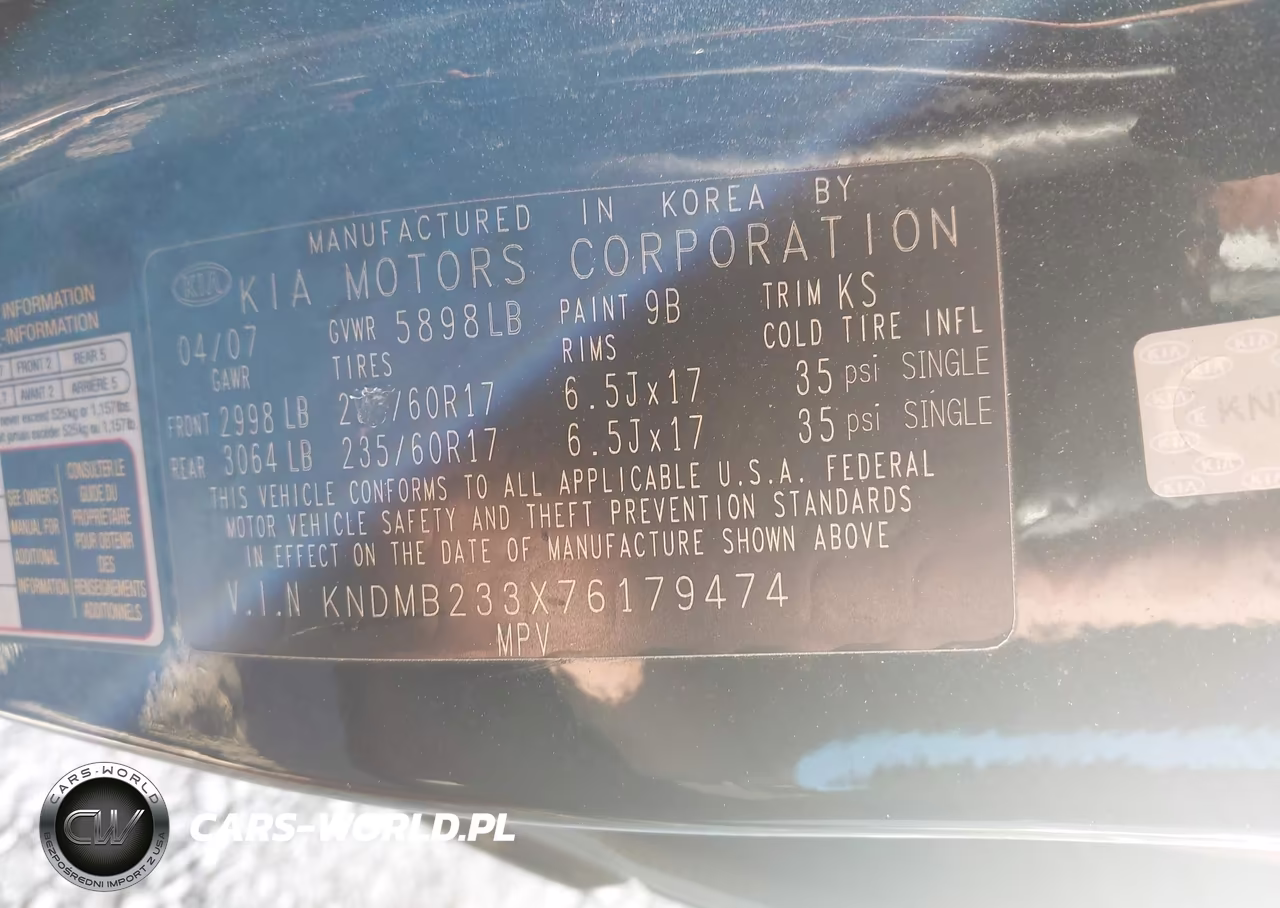 2007 Kia Sedona Ex VIN:KNDMB233X76179474 - 9