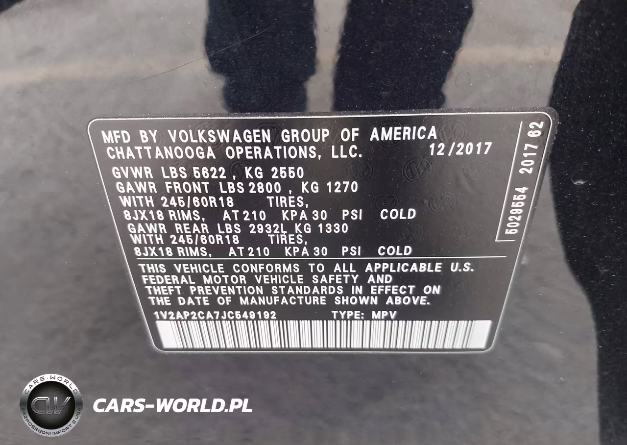 2018 Volkswagen Atlas 2.0T S VIN:1V2AP2CA7JC549192 - 9