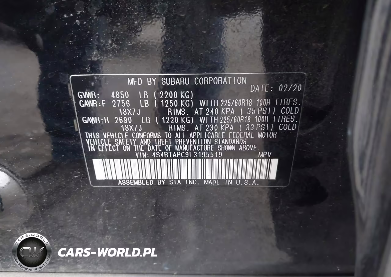 2020 Subaru Outback Touring VIN:4S4BTAPC9L3195519 - 9