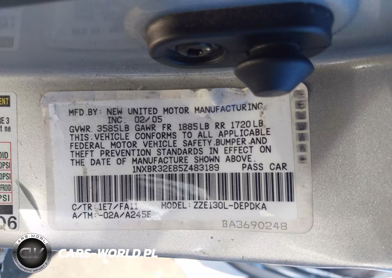 2005 Toyota Corolla Ce VIN:1NXBR32E85Z483189 - 9