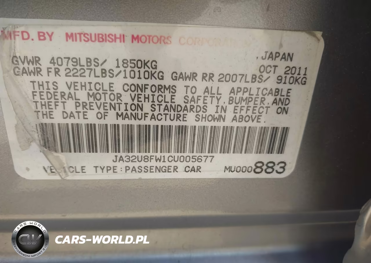 2012 Mitsubishi Lancer Gt VIN:JA32U8FW1CU005677 - 9