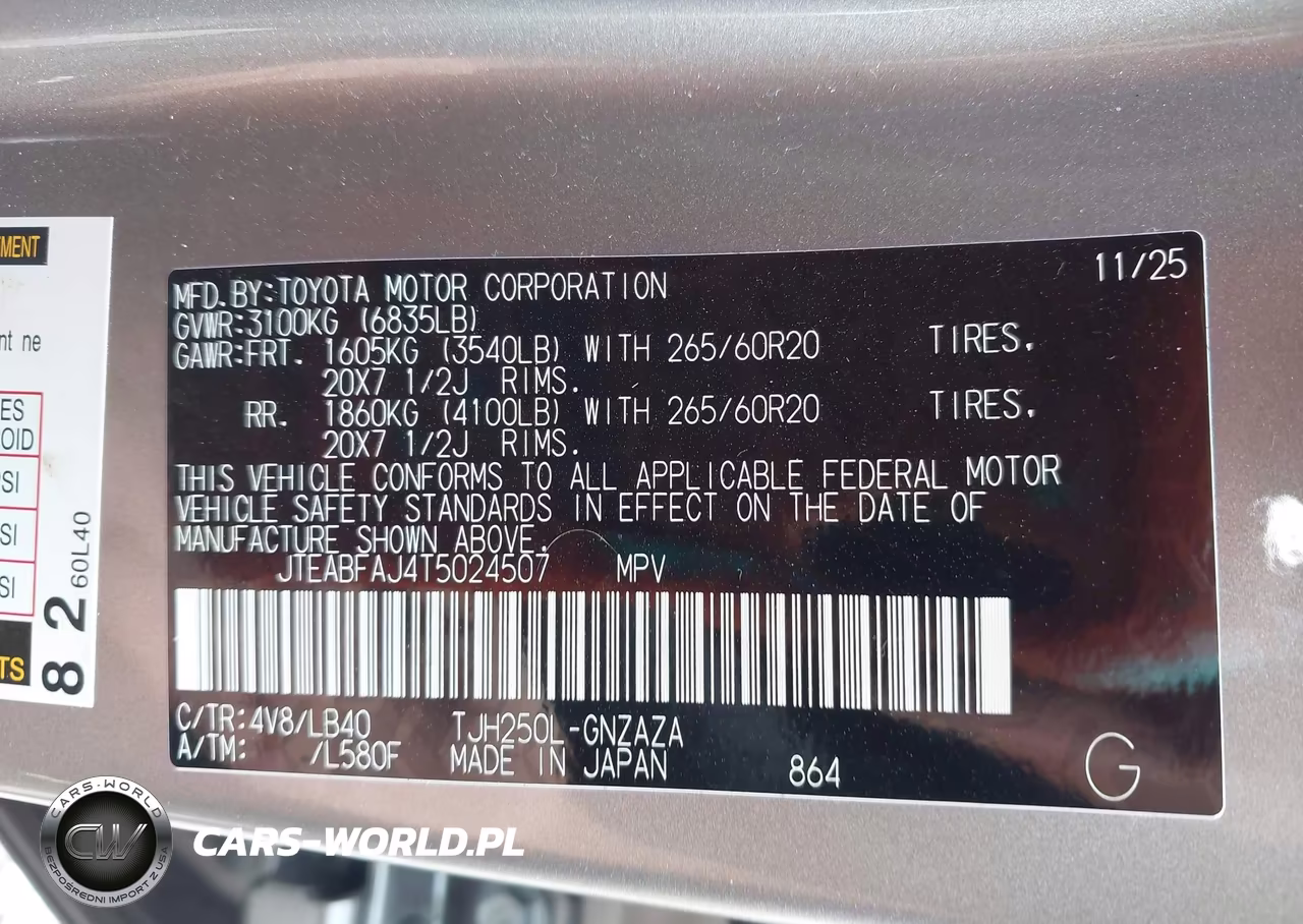 2026 Toyota Land Cruiser VIN:JTEABFAJ4T5024507 - 9