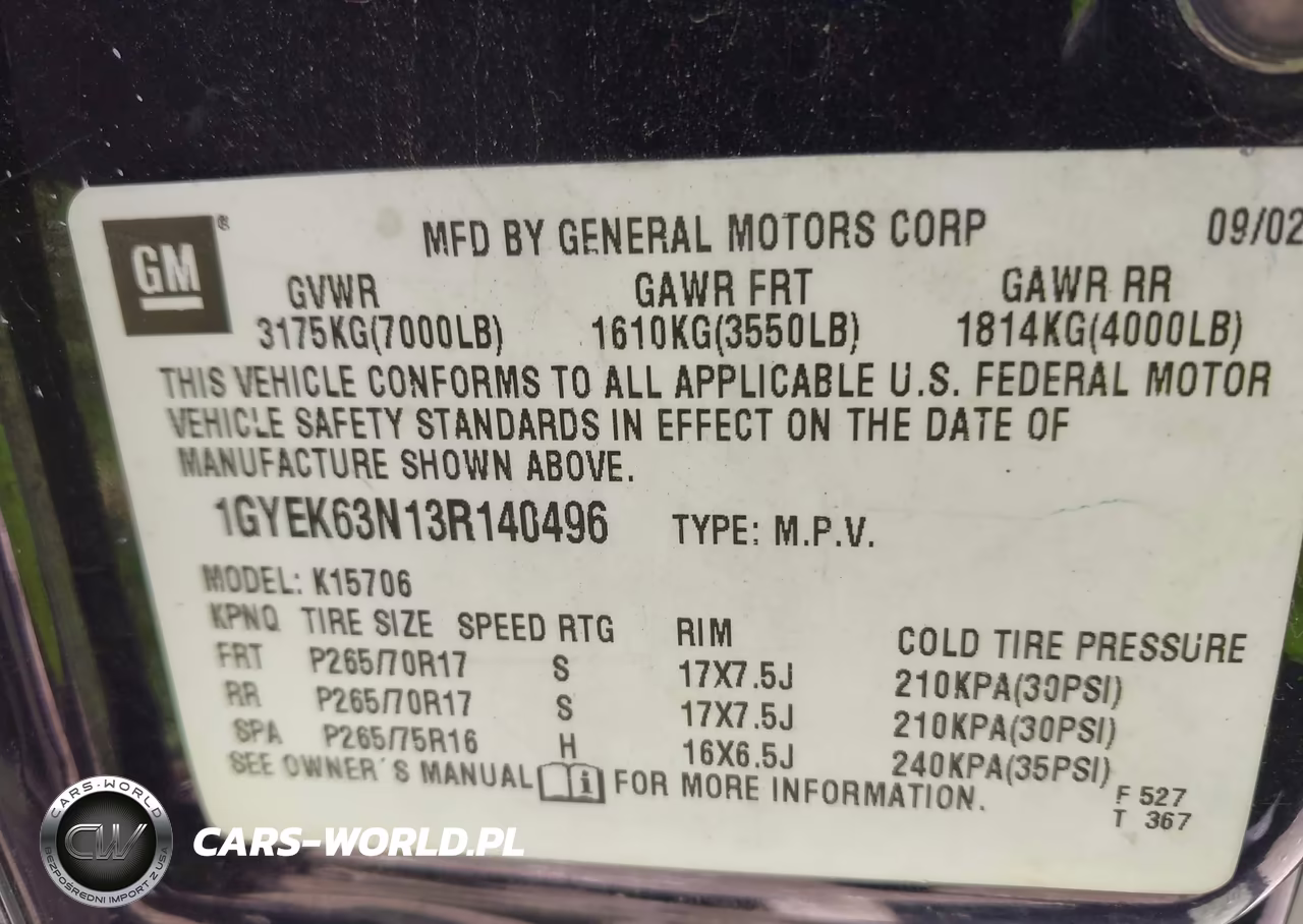 2003 CADILLAC ESCALADE STANDARD VIN:1GYEK63N13R140496 - 9