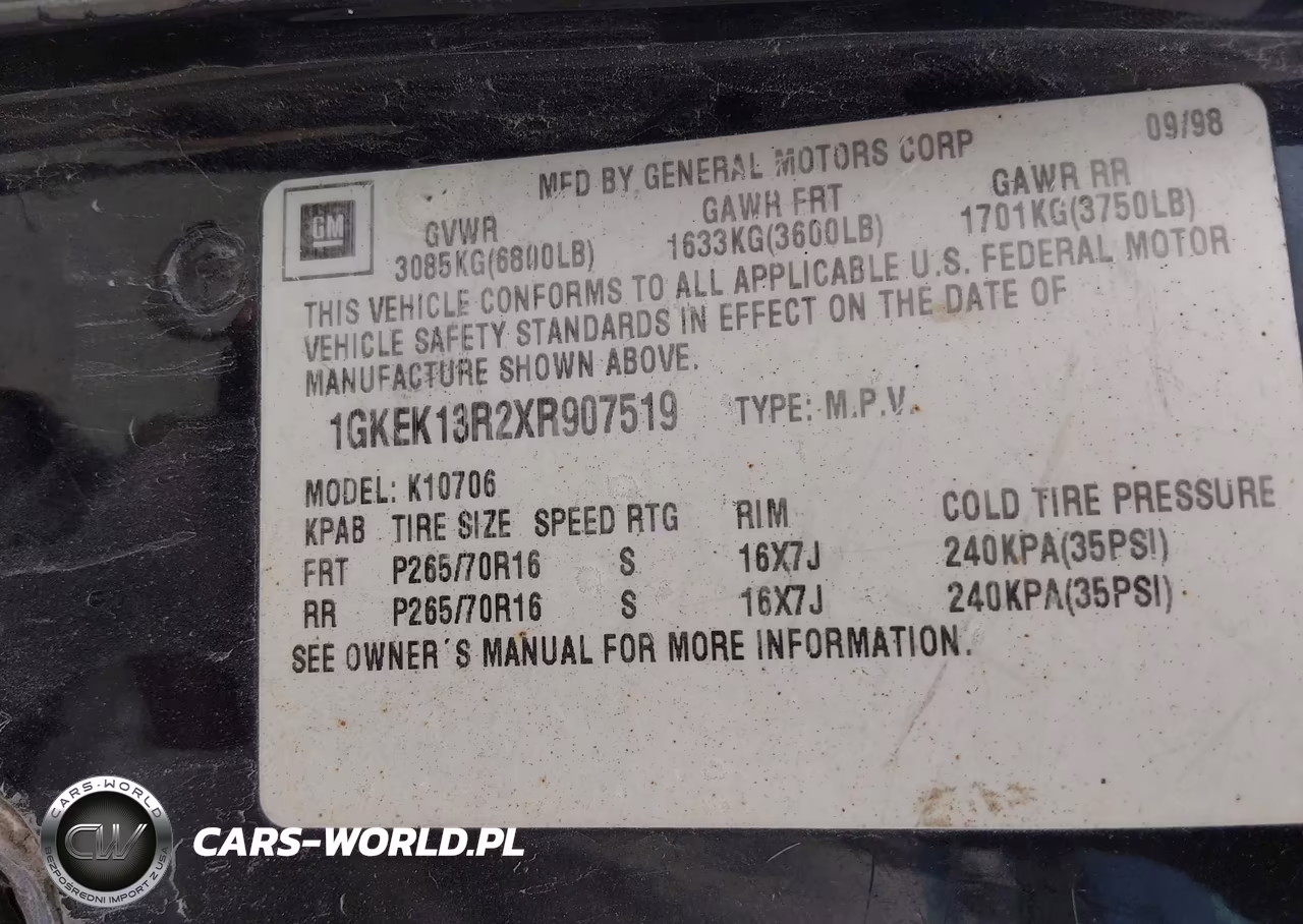 1999 GMC Denali VIN:1GKEK13R2XR907519 - 9