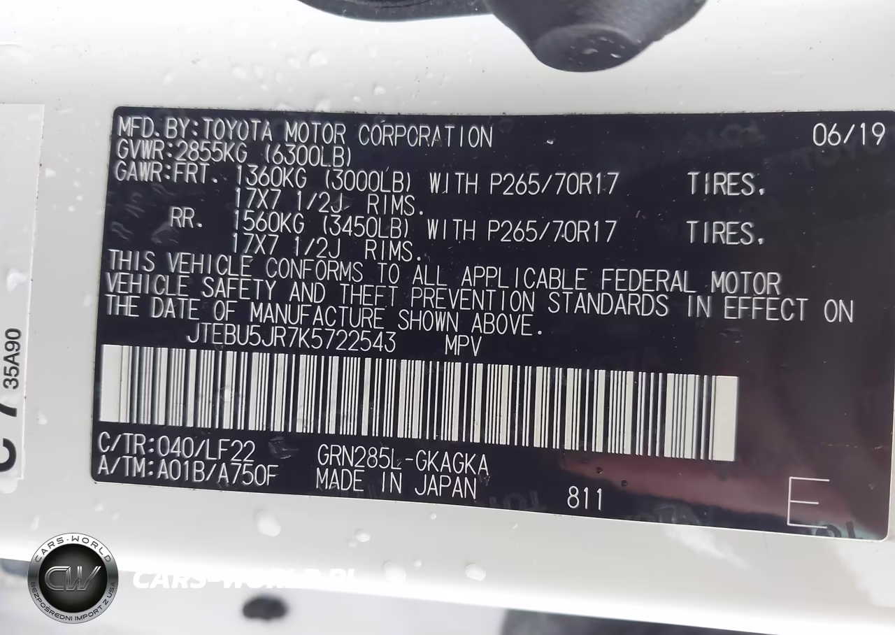 2019 Toyota 4Runner Trd Pro VIN:JTEBU5JR7K5722543 - 9
