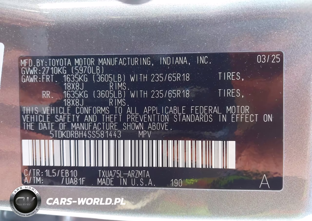 2025 Toyota Highlander Xle VIN:5TDKDRBH4SS581443 - 9