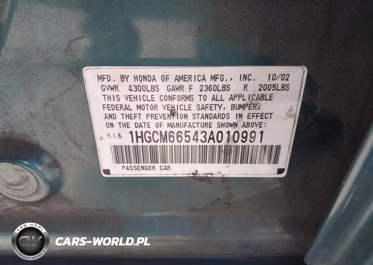 2003 Honda Accord Sdn Ex VIN:1HGCM66543A010991 - 9