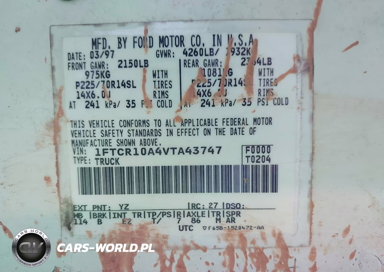 1997 Ford Ranger Splash-Xlt VIN:1FTCR10A4VTA43747 - 9
