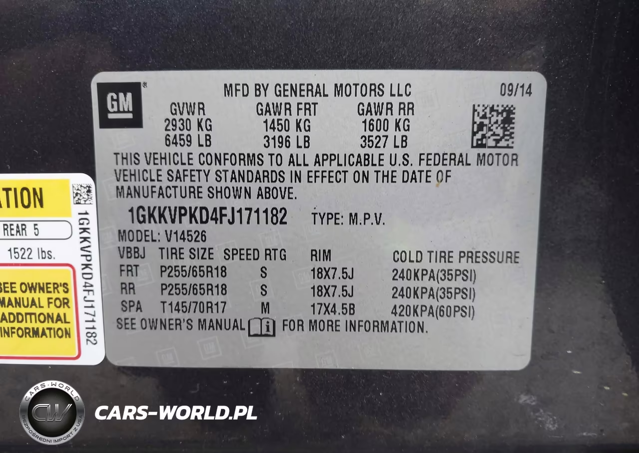2015 GMC Acadia Sle-2 VIN:1GKKVPKD4FJ171182 - 9