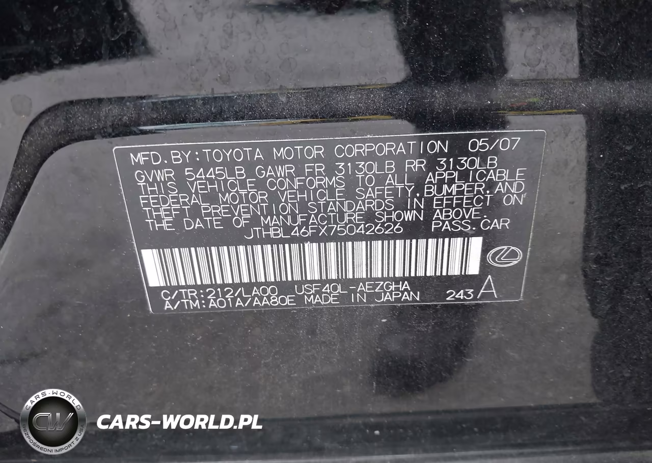 2007 Lexus Ls 460 VIN:JTHBL46FX75042626 - 9