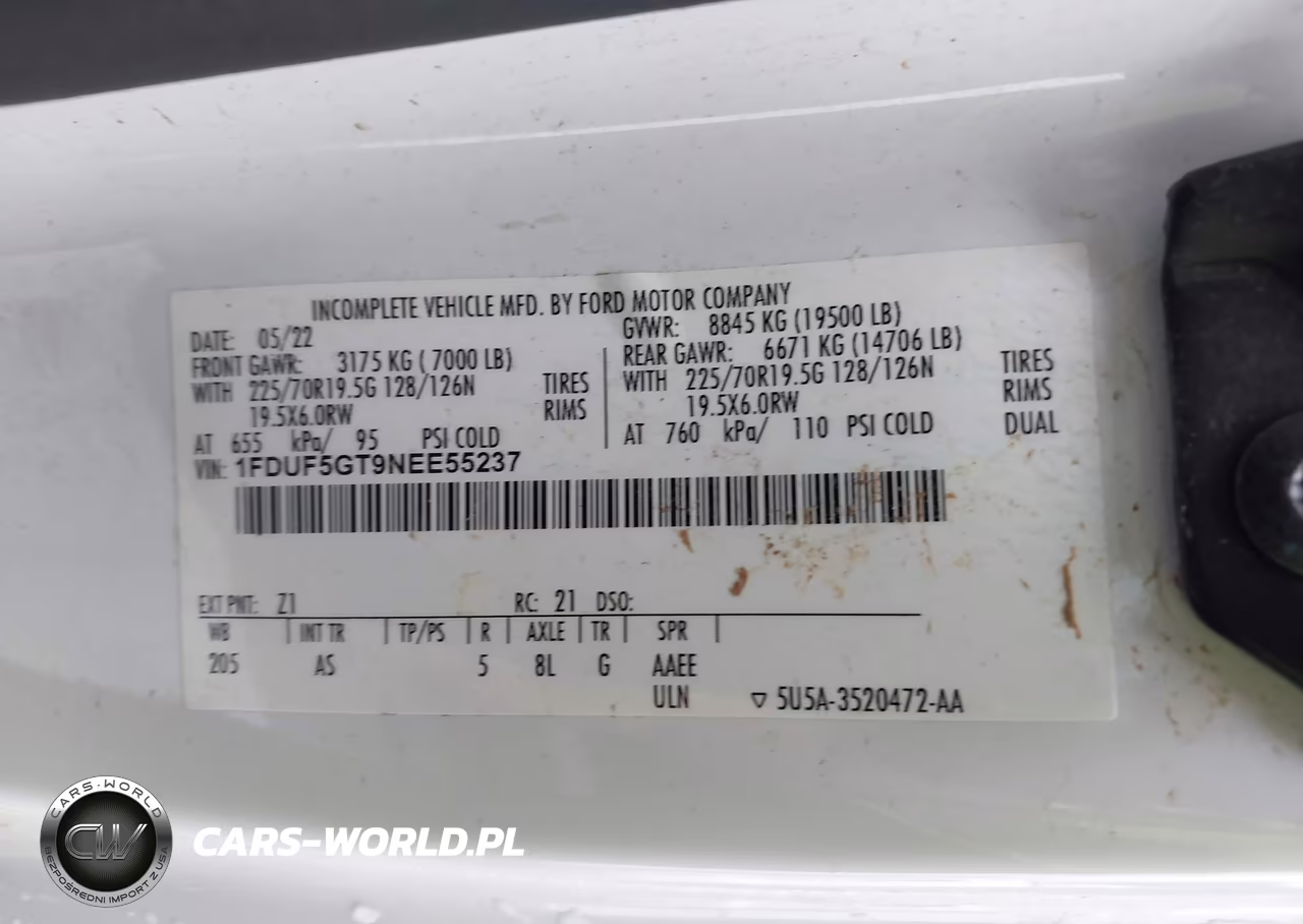 2022 Ford F-550 Chassis Xl VIN:1FDUF5GT9NEE55237 - 8