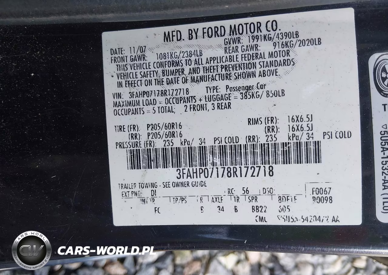 2008 Ford Fusion Se VIN:3FAHP07178R172718 - 9