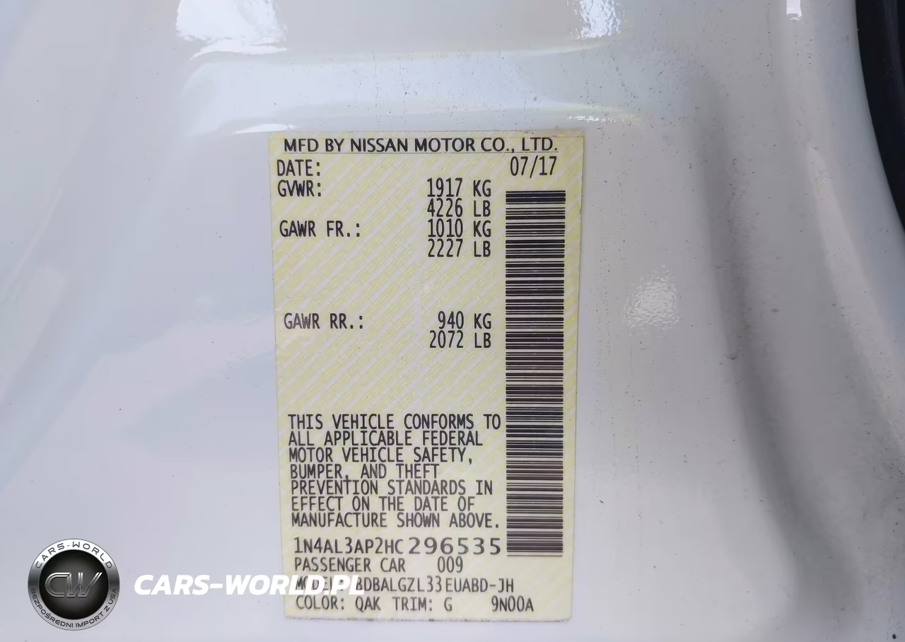 2017 Nissan Altima 2.5 S VIN:1N4AL3AP2HC296535 - 9