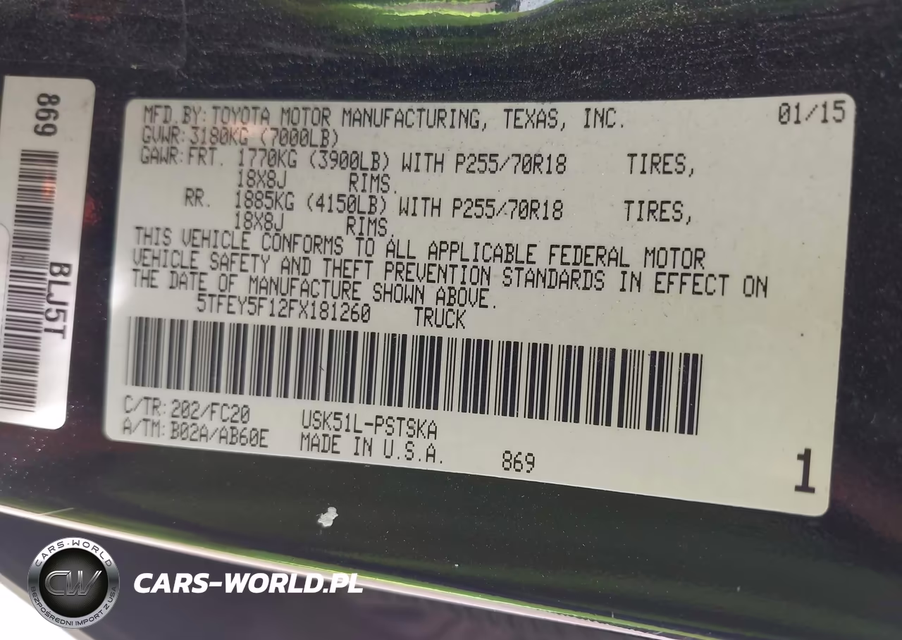2015 Toyota Tundra 2Wd Truck Sr5 VIN:5TFEY5F12FX181260 - 8