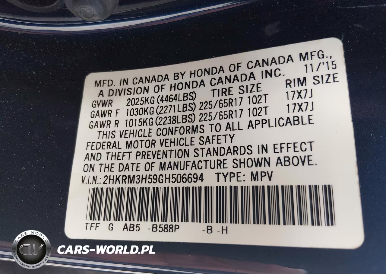 2016 Honda Cr-V Ex VIN:2HKRM3H59GH506694 - 9