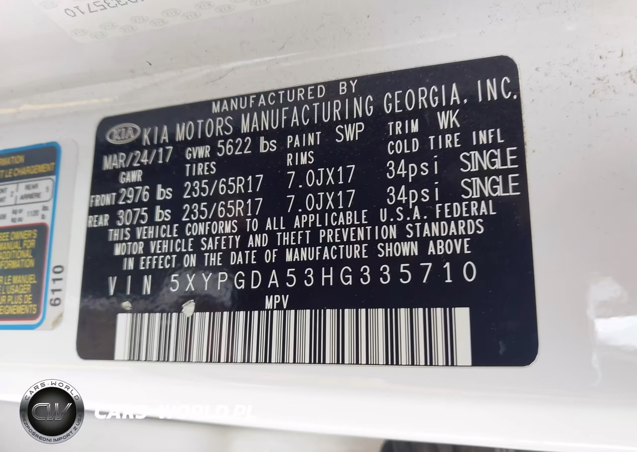 2017 Kia Sorento 3.3L Lx VIN:5XYPGDA53HG335710 - 9