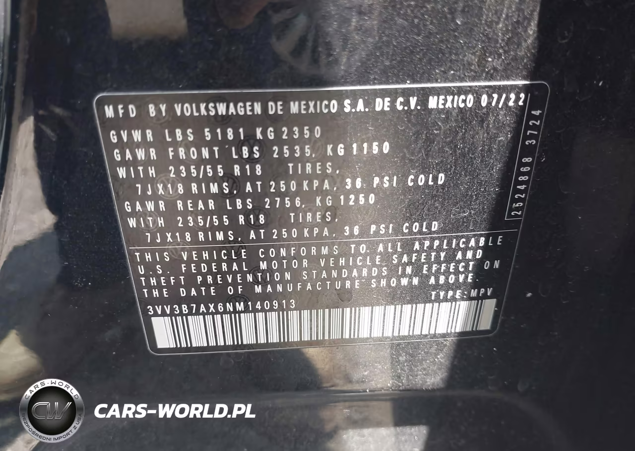 2022 Volkswagen Tiguan 2.0T Se VIN:3VV3B7AX6NM140913 - 9
