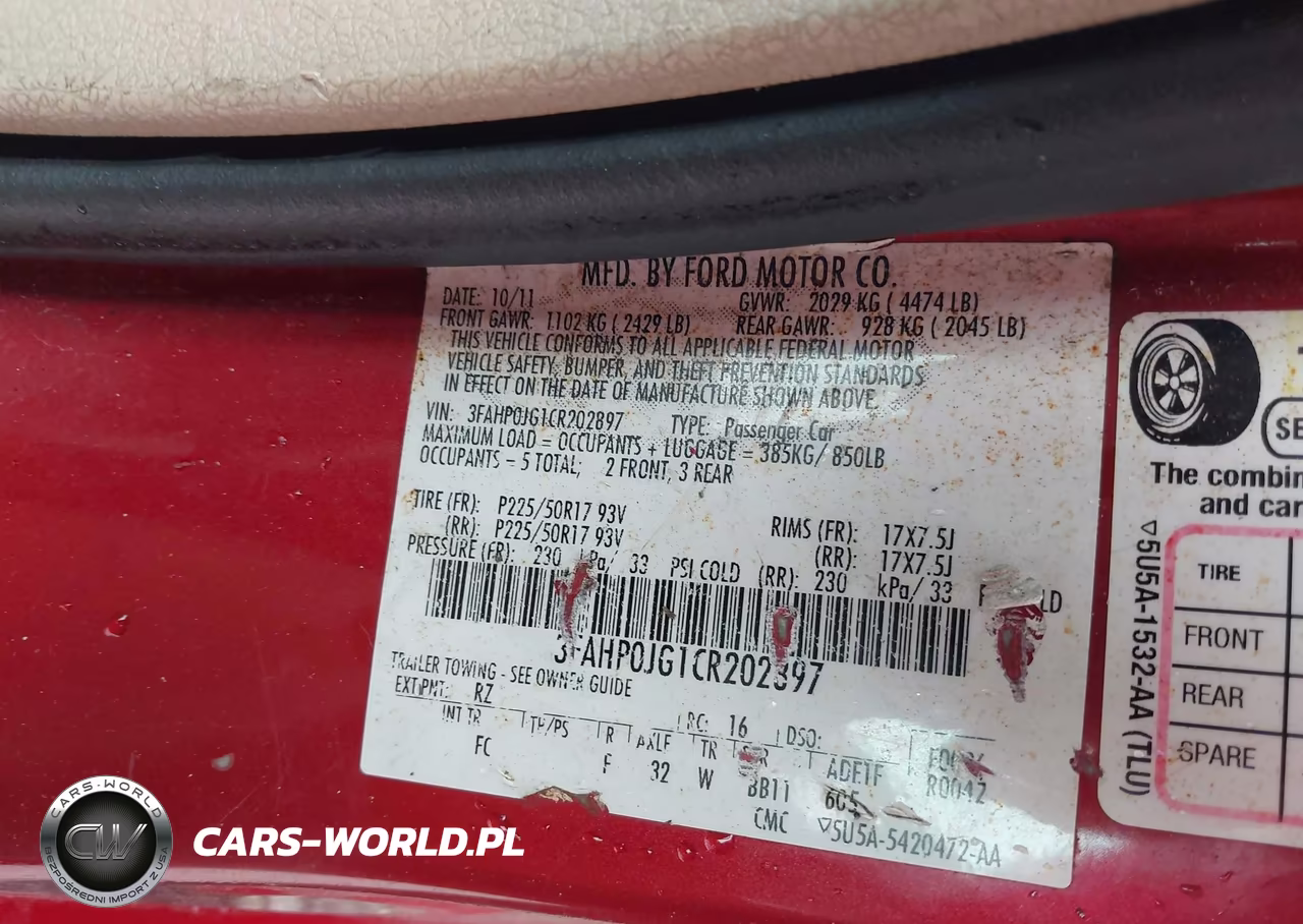 2012 Ford Fusion Sel VIN:3FAHP0JG1CR202897 - 9