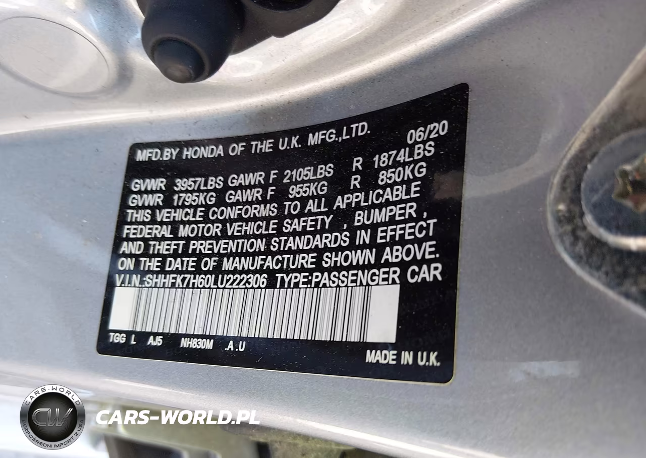 2020 Honda Civic Ex VIN:SHHFK7H60LU222306 - 9
