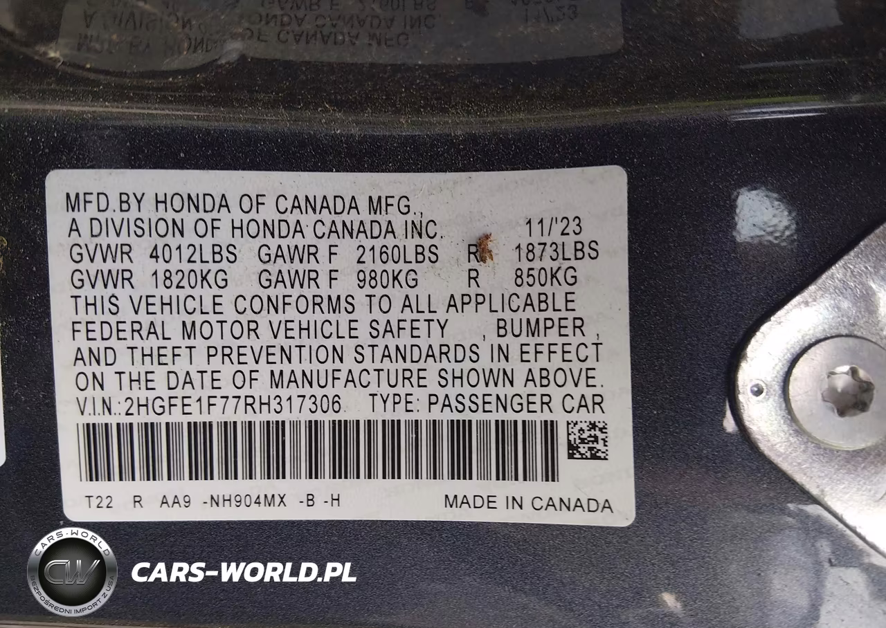 2024 Honda Civic Ex VIN:2HGFE1F77RH317306 - 9