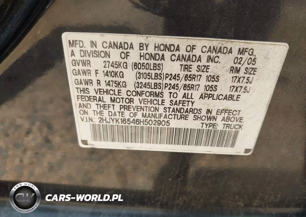 2006 Honda Ridgeline Rtl VIN:2HJYK16546H502905 - 9