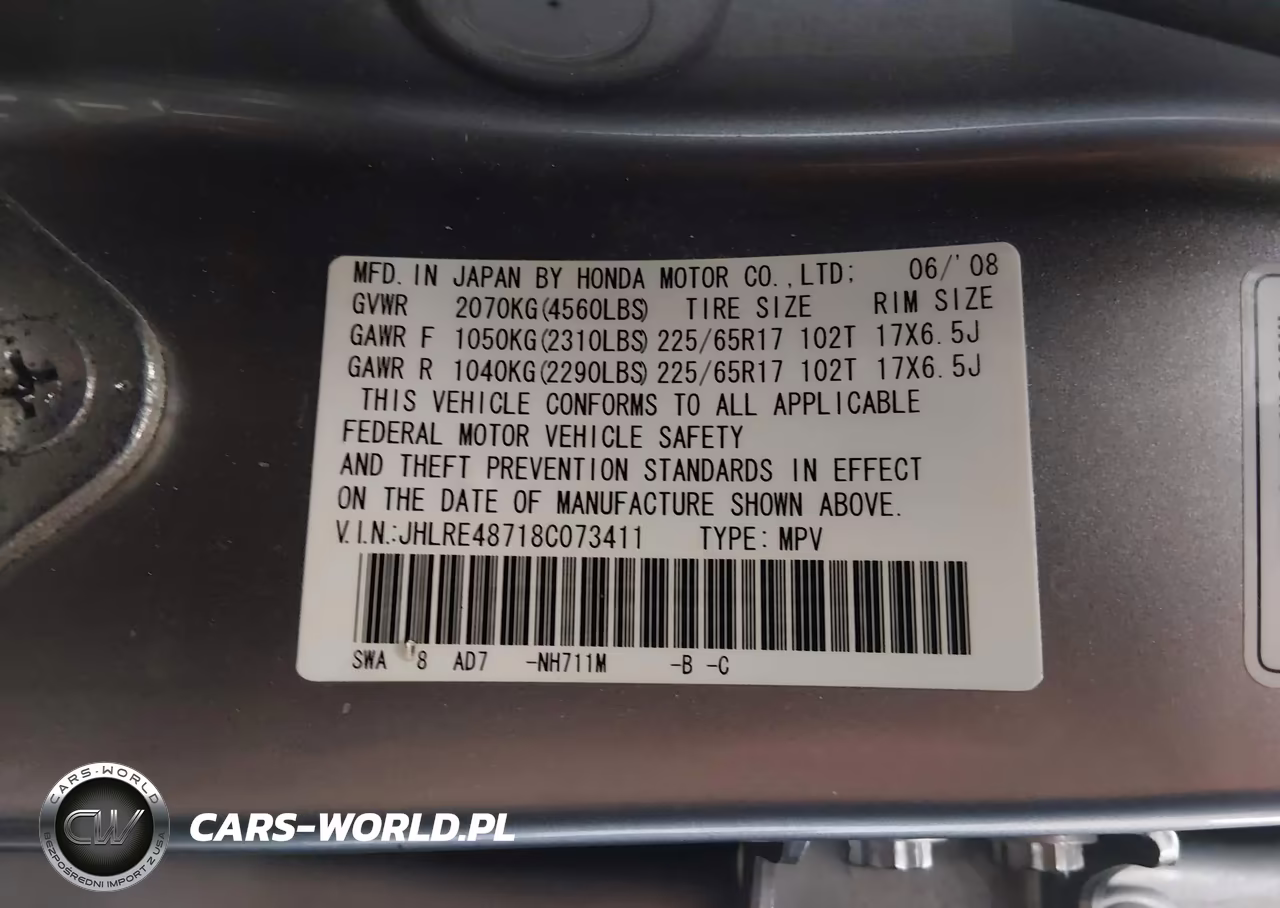 2008 Honda Cr-V Ex-L VIN:JHLRE48718C073411 - 9