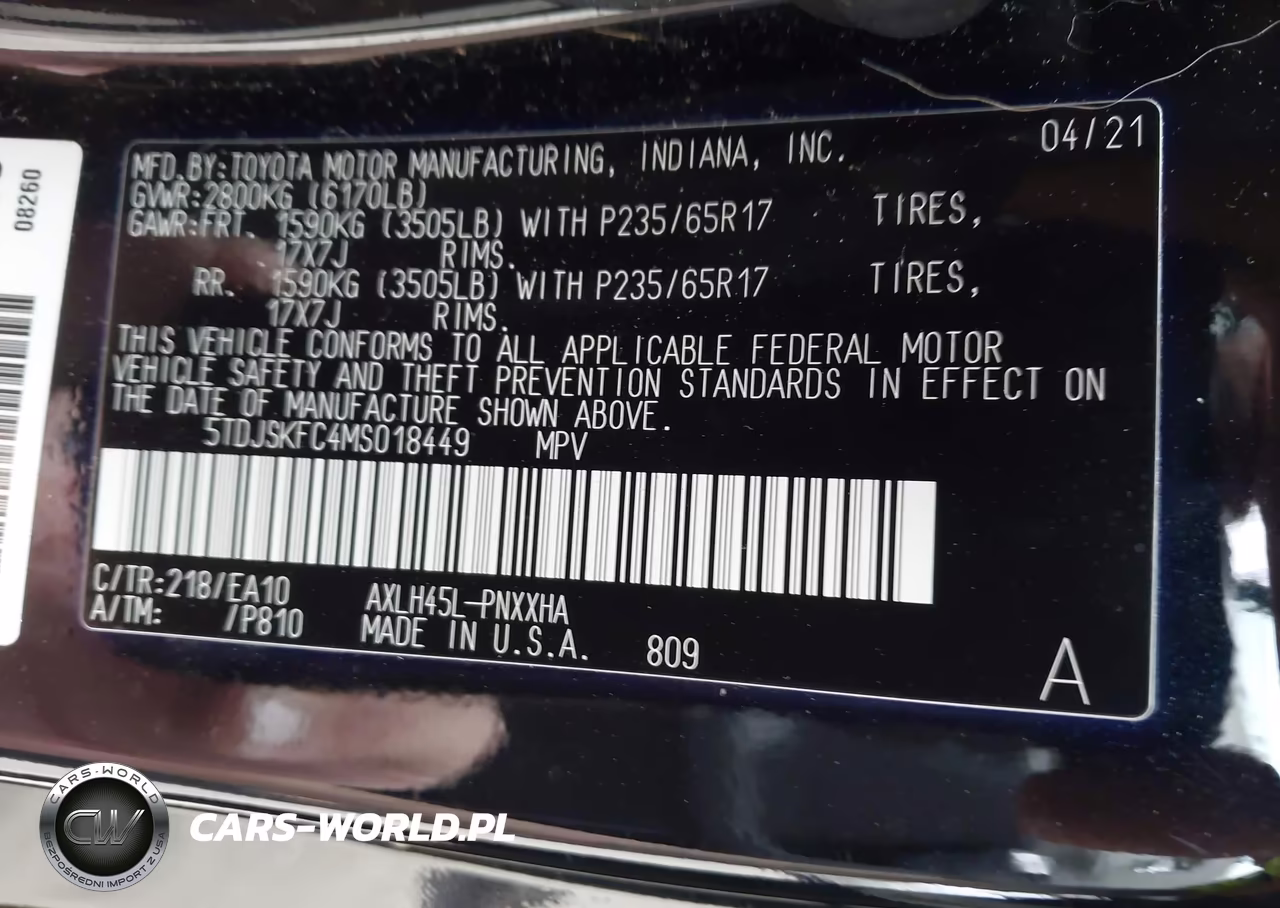 2021 Toyota Sienna Xle VIN:5TDJSKFC4MS018449 - 9