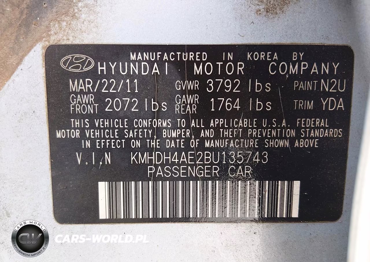 2011 Hyundai Elantra Limited (Ulsan Plant) VIN:KMHDH4AE2BU135743 - 9