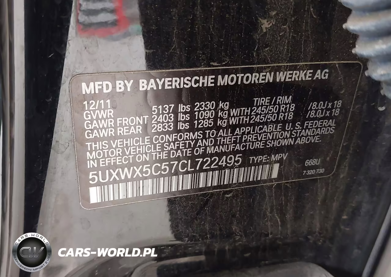 2012 BMW X3 xDrive28I VIN:5UXWX5C57CL722495 - 9