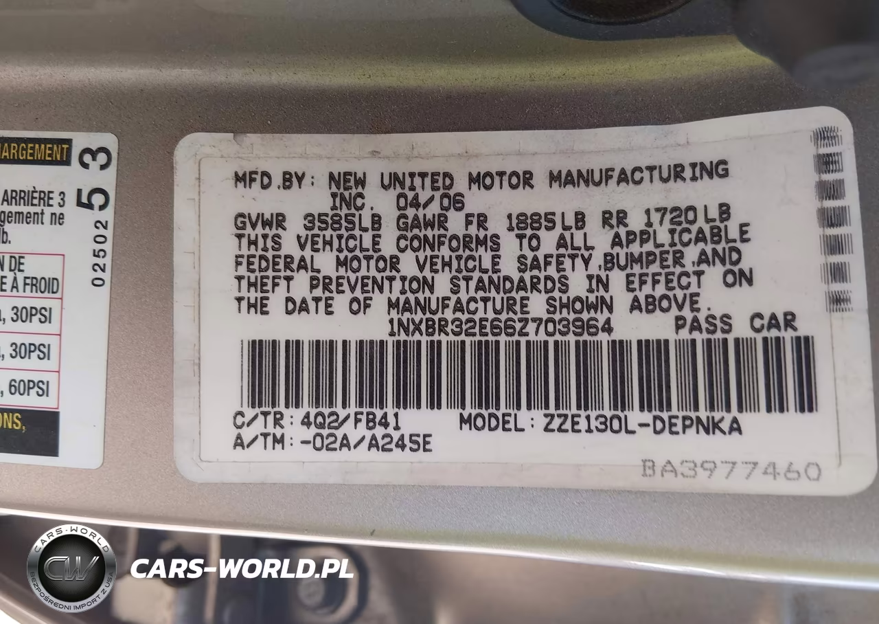 2006 Toyota Corolla Le VIN:1NXBR32E66Z703964 - 9