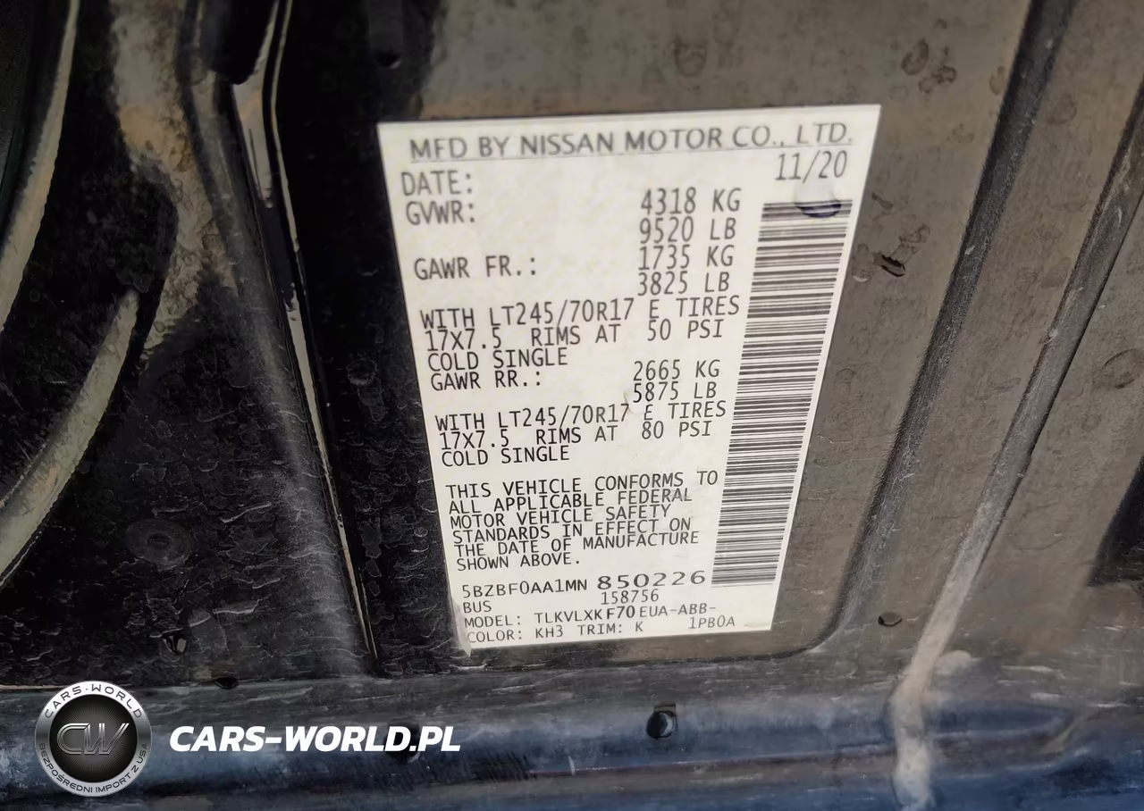 2021 Nissan Nv Passenger Nv3500 Hd Sv VIN:5BZBF0AA1MN850226 - 9