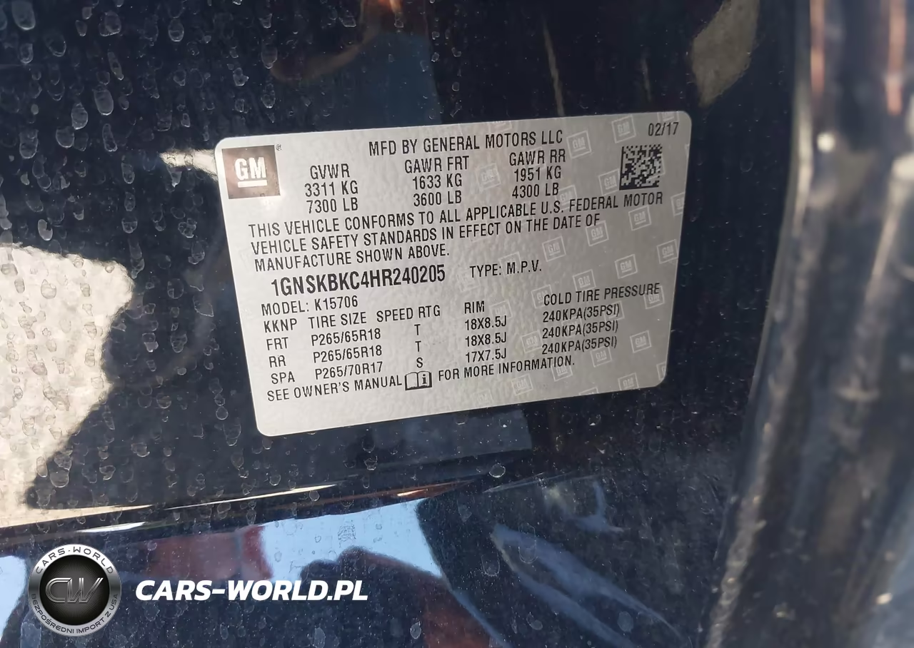 2017 Chevrolet Tahoe Lt VIN:1GNSKBKC4HR240205 - 9
