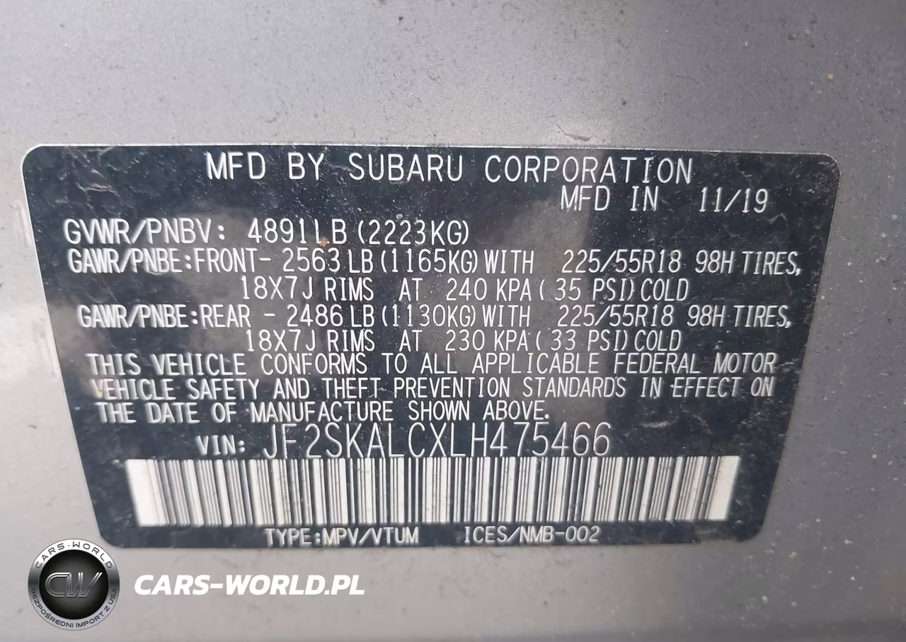 2020 Subaru Forester Sport VIN:JF2SKALCXLH475466 - 9