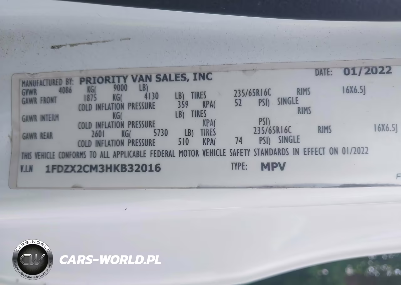 2017 Ford Transit-350 Xl-Xlt VIN:1FDZX2CM3HKB32016 - 9